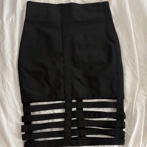 ANGL Black Cutout Bandage Pencil Skirt